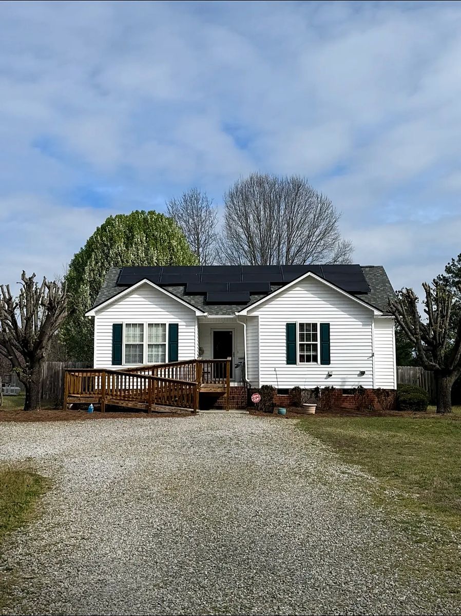 Completed residential solar installation on a North Carolina home